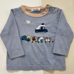 familiar 車と飛行機刺繍 Tシャツ