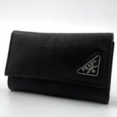 希少モデル プラダ サフィアーノ レザー 6連 キーケース 黒 2PG222