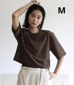 ユアーズ（ur's） 汗染み防止 クロップド Tシャツ ブラウン Mのサムネイル