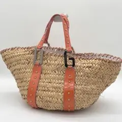 【新品未使用】カゴ風バッグ　ダークブラウン 花柄ダークブラウン 2WAYプラカゴバッグS プラカゴ かごバッグ