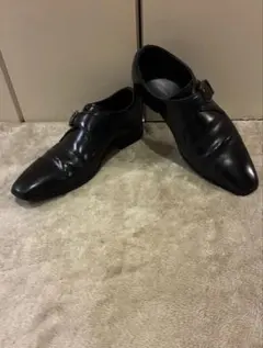 REGALリーガル黒レザー ダブルモンクストラップシューズ