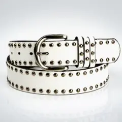 スタッズベルト﻿ 白　Y2K スケーター SK8 ベルト　平成