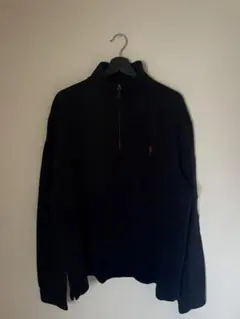 【希少・USA製】ポロラルフローレン ハーフジップ ニット スウェット 黒 L