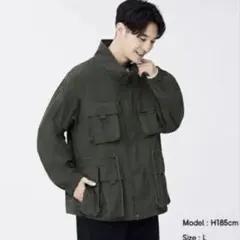最終価格 GU ユーティリティオーバーサイズブルゾン　ダークグリーンL