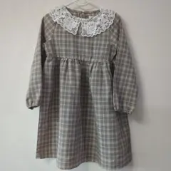 PAIRMANON チェック柄 レース襟 ワンピース 110