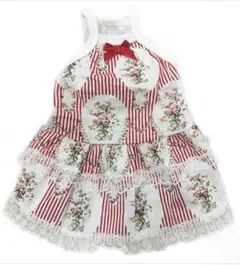 犬服 花柄レース キャミワンピース Lサイズ ドッグウェア リボン ドレス 春夏