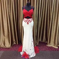 クリーム☆sexyロングドレス☆花柄