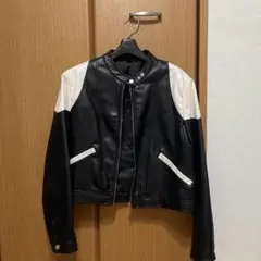 バイカラー ライダースジャケット ブラック×ホワイト