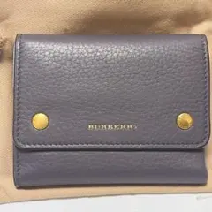 バーバリー 三つ折り財布 ミニウォレット バイカラー レザー グレー ブルーのサムネイル