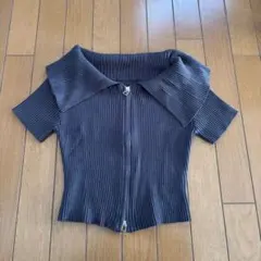 【GRL】オフショルダージップ半袖トップス