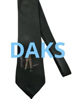 美品 ダックス DAKS ネクタイ 日本製 シルク ゴルフ刺繍　モスグリーン