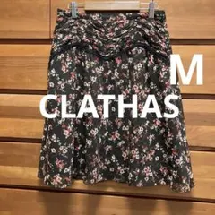 美品CLATHASクレイサス 茶花柄スカート Mのサムネイル