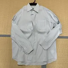 UNIQLO 水色 ストライプ 長袖シャツ