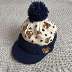 【美品】MIKI HOUSE ベビー帽子 SS クマと星