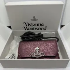 Vivienne Westwood カードケース　ストラップ付　メタリックピンク