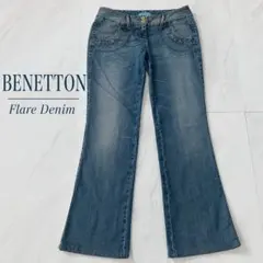 BENETTON 00s Y2K フレアデニム 美脚 脚長 Lのサムネイル