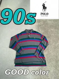 90s Polo Ralph Lauren ポロシャツ グレー ストライプ