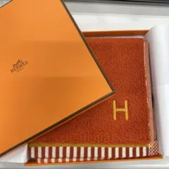 HERMES タオルハンカチ オレンジ タグ付き