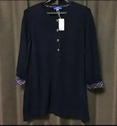 バーバリーブルーレーベルロングニット値下ロゴ入り新品タグ付き人気BURBERRY