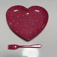 リズリサ　プレートセット　お皿　フォーク　2点セット　ピンクのサムネイル