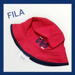 FILA フィラ バケットハット 帽子 58cm 赤 レッド ロゴ刺繍 タグ付き
