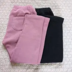 フリース素材 ロングパンツ 2点セット (ピンク・黒)