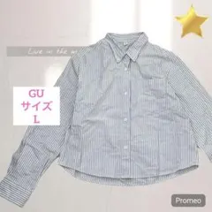 【GU/ジーユー】オックスフォードストライプショートシャツ/ブラウス/綿/L