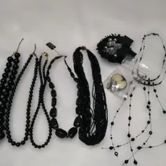 黒いビーズネックレスセット