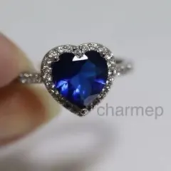 【BR204】キラキラ青いハートのシルバーカラーリング