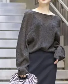 NOBLE ペーパーヤーンカノコ Back Vプルオーバー　グレーのサムネイル