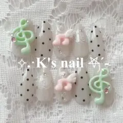 ネイルチップ♡現品販売 ウィッシュコア 平成女児 y2k 音符 韓国♬.*゜