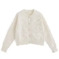 ハートジャガードニットカーディガン[at2107]