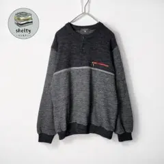 カジュアル　古着　ニット　セーター　トレーナー　ボーダー　ハーフボタン　ポケット