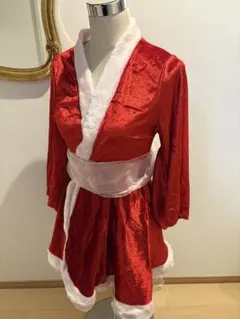 赤いサンタコスチューム ベルベット 着物風