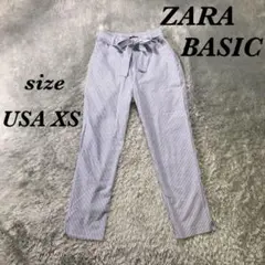 ZARA BASIC (USA XS)ストライプパンツ コットン100％ 薄手