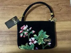 フェイラー 花柄刺繍 ハンドバッグ 黒