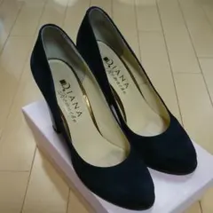 ダイアナ スエードパンプス ネイビー　チャンキーヒール