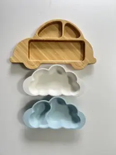 ベビー用食器セット 車と雲型