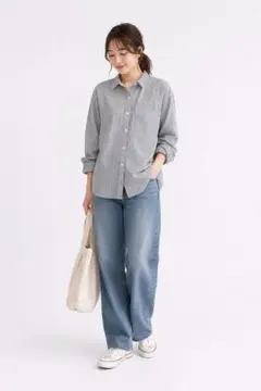 Plage プラージュ ストライプ オーバーサイズシャツ 日本製 ブルー 白 