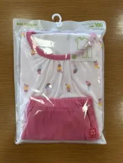新品未開封 ユニクロ ドライパジャマ 半袖 100 アイスクリーム柄