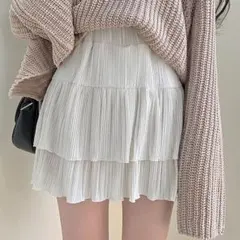 【新品】ティアードフレアスカート ホワイト