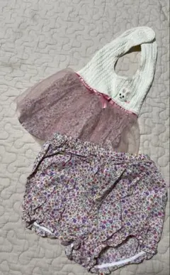 ウサギ刺繍付きベビー服セット　ミキハウス