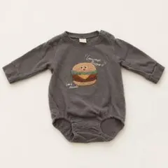 tete a tete 長袖ロンパース 70 ハンバーガー ワッペン バースデイ
