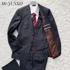 3ピース⭐︎Mr.JUNKO セットアップスーツ グレー ストライプ柄Lサイズ相当