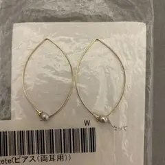 アガット agete K10 ピアス　フープピアス　淡水パール ライトグレー
