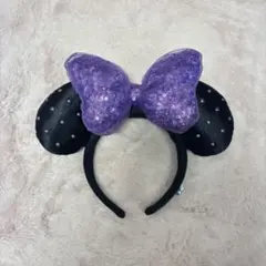 ミニーマウス　カチューシャ 黒と紫　ハロウィン
