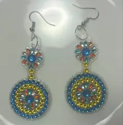 ビーズピアス フックピアス ラインストーン装飾 ハンドメイド エスニック