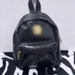 クロコダイル風 ミニリュック 黒 ブラック
