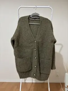 UNIQLO オリーブグリーン リブ編みカーディガン