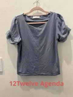 パフスリーブ ハートネック Tシャツ 青　12Twelve Agenda 半袖のサムネイル